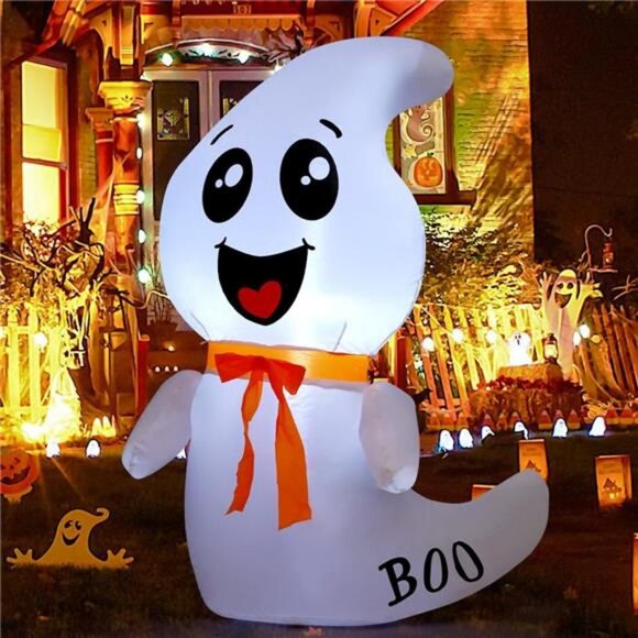 GOOSH 4 FT Halloween Inflatable Cute Ghost Outdoor Decorations Blow Up Yard - Picture 3 of 7